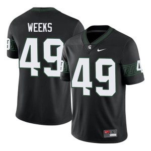 Alex Weeks College Football Mens Black Player #49 Michigan State University Spartans Jersey 275457-763