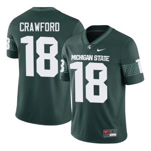 Dion Crawford College Football Michigan State Spartans #18 Men's Game Green Jerseys 387998-417