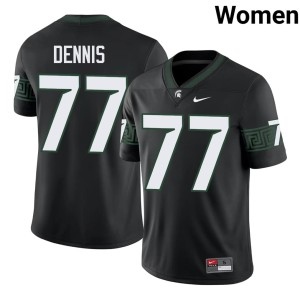 Andrew Dennis Michigan State Spartans Black Stitched #77 Women's College Football Jerseys 473371-129