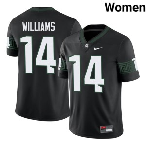 Bryson Williams College Football #14 Michigan State Spartans University Women Black Jersey 922231-966