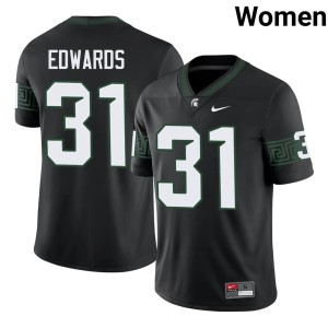 Deuce Edwards Michigan State University Spartans College Football #31 Black Official Women's Jerseys 607078-651