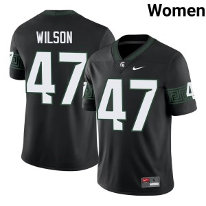 Jaxson Wilson Michigan State University Game Womens Black College Football #47 Jersey 454683-746