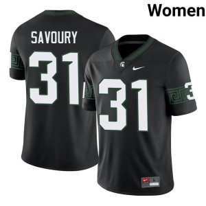 Jayden Savoury Womens Michigan State University College Football Black #31 Game Jerseys 297817-473