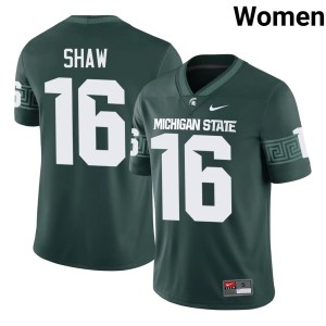 Adam Shaw Replica Michigan State University Spartans Green College Football #16 Women's Jersey 282229-638