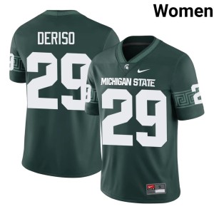 KJ Deriso Stitched Women College Football Michigan State University Spartans Green #29 Jerseys 889630-227