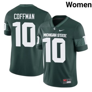 Kayd Coffman Official Women's Green College Football #10 Michigan State Spartans Jersey 696413-956