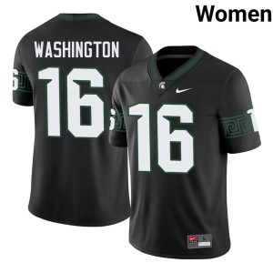 Zach Washington Black University College Football #16 Women's Michigan State University Spartans Jersey 533172-844