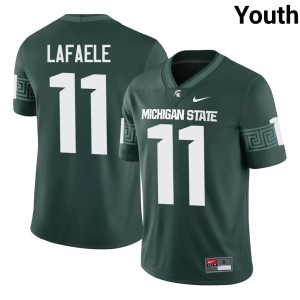 Anelu Lafaele MSU Green Embroidery College Football Youth #11 Jersey 377341-664