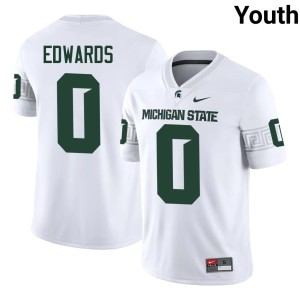 Cam Edwards Official College Football Spartans #0 Youth White Jerseys 886036-454