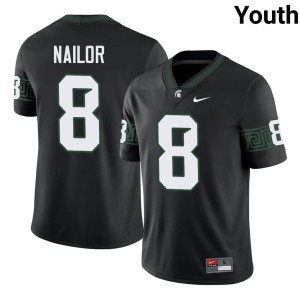 Jalen Nailor NCAA #8 Michigan State Spartans Youth Black College Football Jersey 990251-643