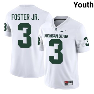 Montorie Foster Jr. College Football Youth White Replica #3 Michigan State University Jerseys 435960-668