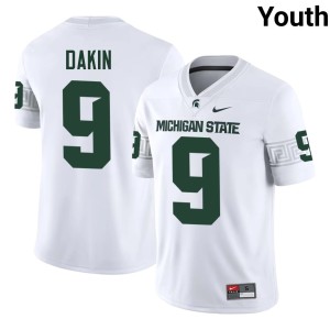 Rhys Dakin #9 College Football Stitched White MSU Spartans Youth Jerseys 797648-369